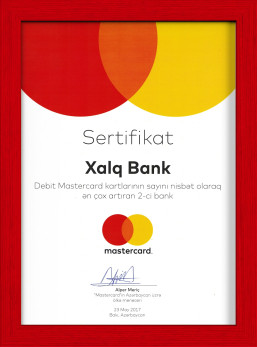 Debit MasterCard kartlarının sayını nisbət olaraq ən çox artıran 2-ci bank